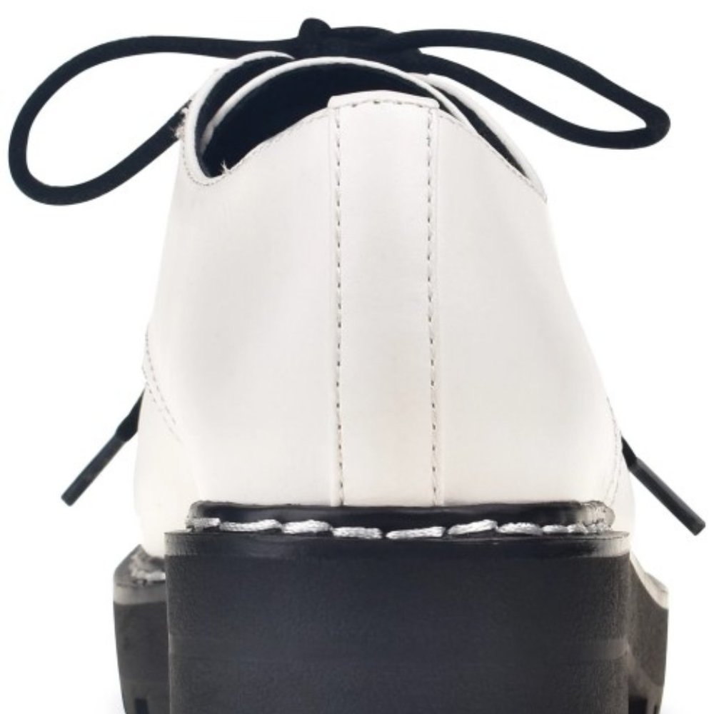 NEW Wild Pair Rainee White Platform Lug Sole Oxford Flats - Picture 3 of 5